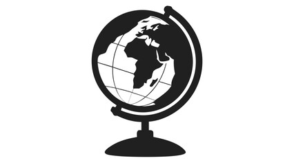 Black Silhouette Globe on Stand Ancient Map Grid world 1