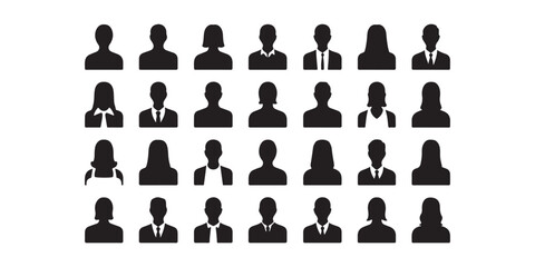 A grid of black silhouette icons representing diverse individuals in various professional attire