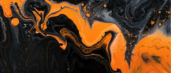 A closeup of orange and black abstract oil painting - perfect for wallpapers