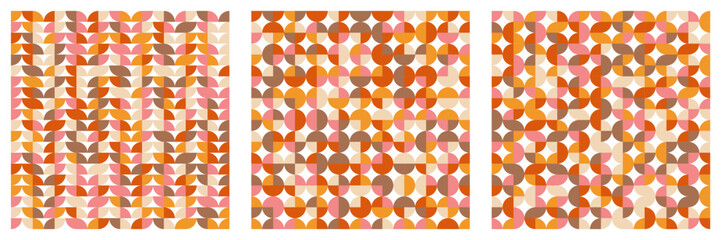 Abstract geometric background, brutalism bauhaus style elements in random order, different colors, seamless vector geo bg pattern, simple flat geometry shapes wallpaper, fabric, creative web projects