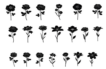 Floral Silhouettes Vector Pack - Elegant Blossom Icon Set