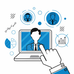 Online Video Conference and Virtual Business Meeting Vector Illustration.


