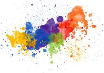 Hand painted abstract rainbow coloured watercolour splatter design 0912