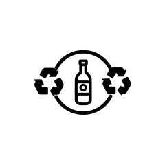 Recycling icon with glass bottle symbolizing environmental care zero waste and green living concept
