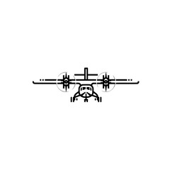 Propeller plane icon vector illustration representing vintage aircraft aviation and transportation