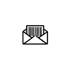 Barcode inside envelope icon vector illustration representing digital mail shipping and secure delivery