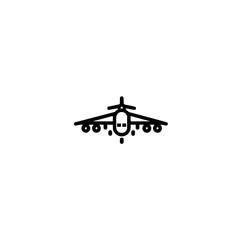 Bomber plane icon in flat style symbolizing military aircraft air force aviation and war operations

