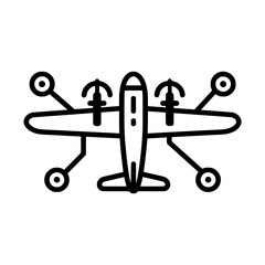 Flat icon of bomber plane silhouette vector illustration for military aviation and war aircraft theme

