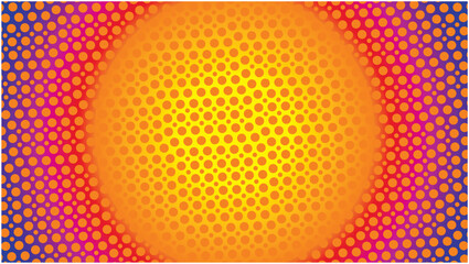 Abstract colorful sunbeam with dots. Playful banner. Dimension 16:9. Vector illustration.