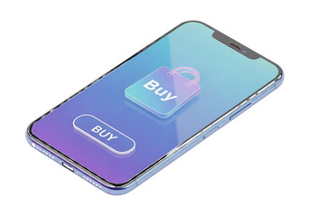 Smartphone shopping interface isolated on a transparent background