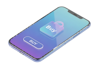 Smartphone shopping interface isolated on a transparent background