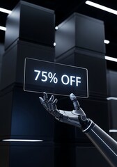 Robotic hand displaying discount technology sale