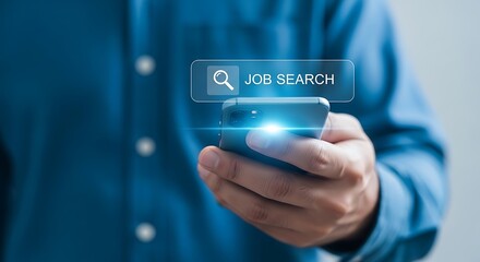 Person using phone for job search employment career