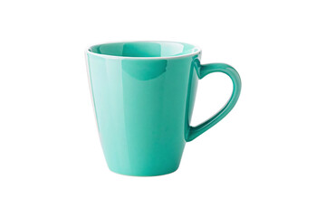 Obraz premium Single turquoise ceramic coffee mug with handle in glossy finish and modern design style, isolated on a transparent background