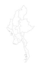 Myanmar Outline Map – High Resolution Template. 