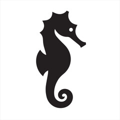Silhouette Style Vector Seahorse Logo Icon – Minimal Ocean Animal Symbol for Marine Branding, Aquatic Life Emblem, Simple Monochrome Sea Creature Graphic for Print, Web, and Merchandise Use