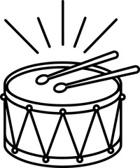 Percussion Instrument Drum with Drumsticks Isolated