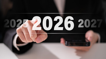 Businessman 2026 startup direction plan goal strategy marketing growth development future management concept