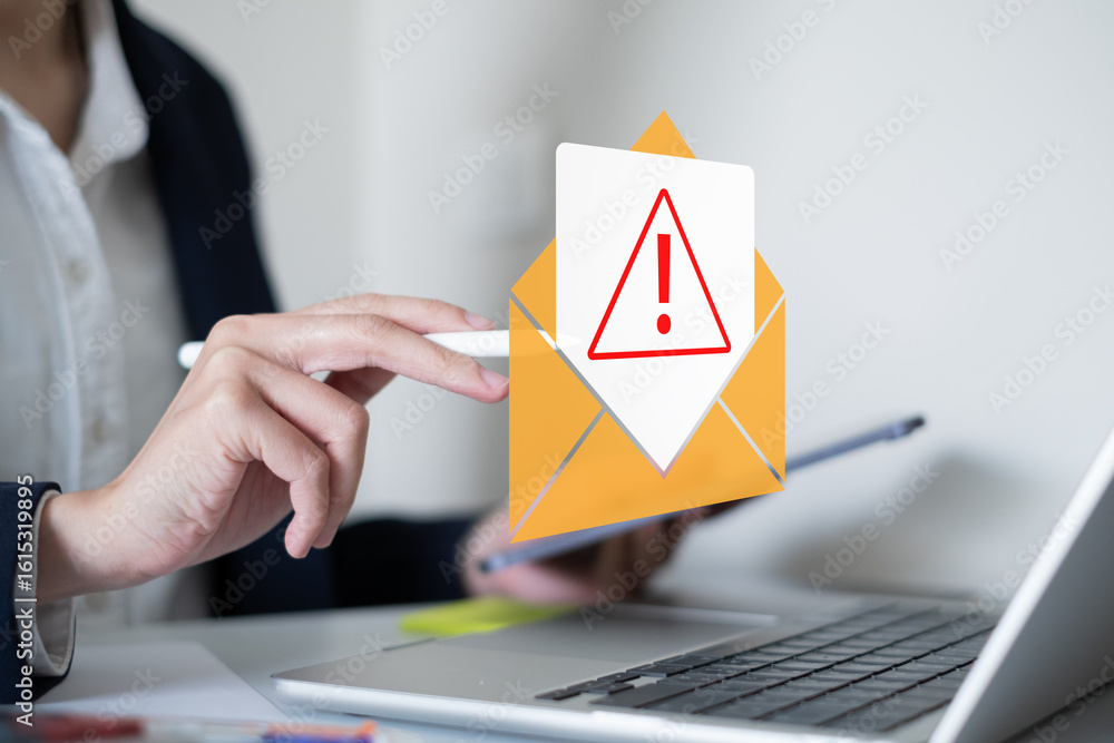Poster electronic mail spam hacker message online security protection technology safety network warning con