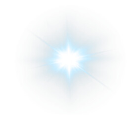 Blue, star, glow, shine, ray light up in transparent PNG. Perfect winter Overlay. Second PNG: blue, star, glow, shine, ray blend for holiday scenes with bright flare and sparkle.