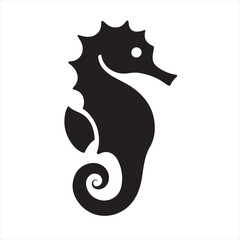 Silhouette Style Vector Seahorse Logo Icon – Minimal Ocean Animal Symbol for Marine Branding, Aquatic Life Emblem, Simple Monochrome Sea Creature Graphic for Print, Web, and Merchandise Use
