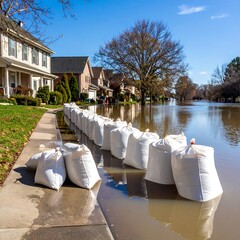 Floodwaters inundate suburban street