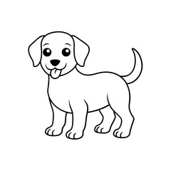 ute Cartoon Dog Line Art Vector Adorable Puppy Outline for Coloring Pages, Kids Art & Pet Design