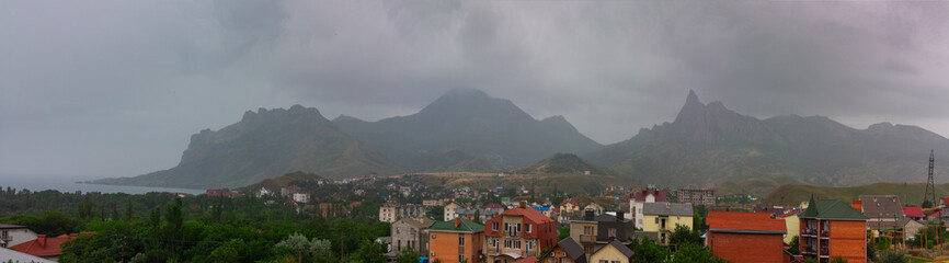 Panorama of the city of Koktebel in Crimea