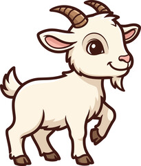 Cute Baby Goat Standing Outdoors on a Sunny Day isolated