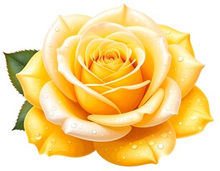 A vibrant yellow rose with water droplets