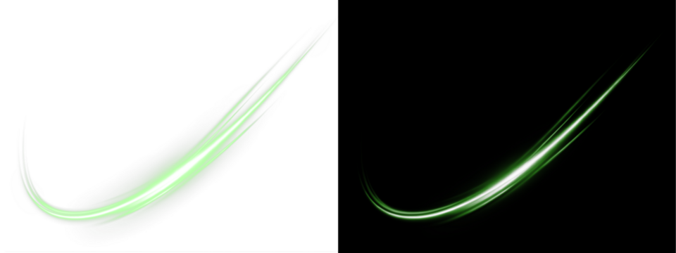 Light, speed, line, motion, glow create a glowing PNG with transparent effect. Soft Overlay for blur trails. Second PNG: light, speed, line, motion, glow perfect for neon energy.
