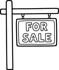 For Sale Sign on a Wooden Post Isolated
