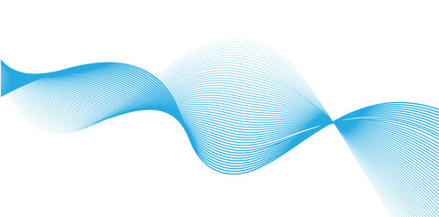 Abstract wave background with blue line color element. A futuristic background featuring an abstract blue line wave and a white smooth element swoosh representing speed and modernity.