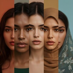 Multiracial Women Panels for Diverse International Woman Empowerment United Feminism Power Diversity Equality Support