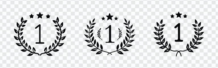 "1st Place Laurel Award Badges - Winner Medal with Stars"