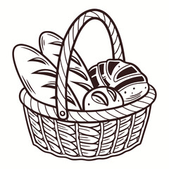 Fototapeta premium Basket with fruits vector illustration