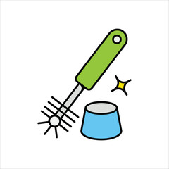 Toilet Brush color line icon with white background vector stock illustration