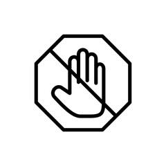 Stop icon symbol for apps and websites. stop road sign. hand stop sign and symbol. Do not enter stop red sign with hand