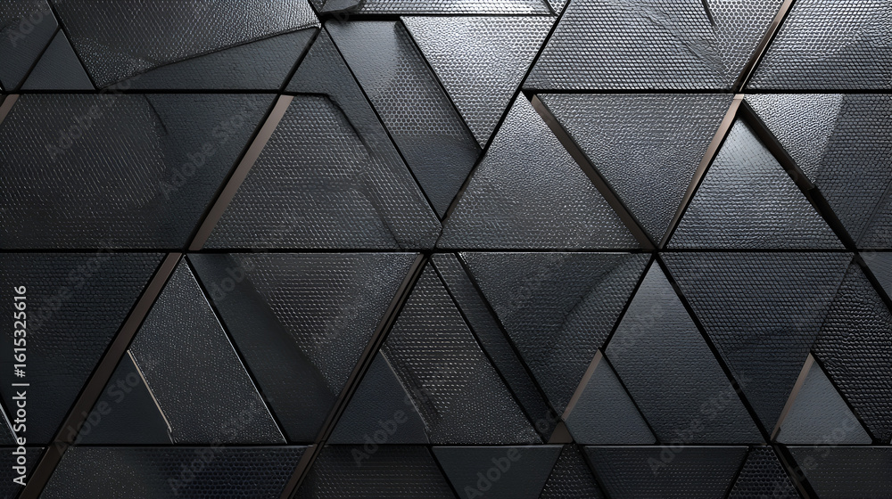 Aufkleber an abstract arrangement of textured, dark triangular panels creates a modern, geometric with subtle 