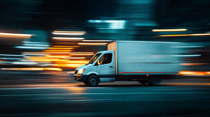 Delivery van truck motion blur light trails