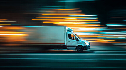 Delivery van truck motion blur light trails