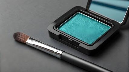 make up brushes,make up brush and powder,Beauty tools including a black makeup brush and powder, perfect for artistic beauty and creative cosmetic application, isolated on white