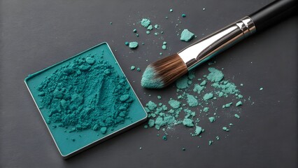 make up brushes,make up brush and powder,Beauty tools including a black makeup brush and powder, perfect for artistic beauty and creative cosmetic application, isolated on white