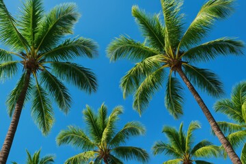 Palm Trees Reach for the Vibrant Blue Sky A Tropical Paradise Scene