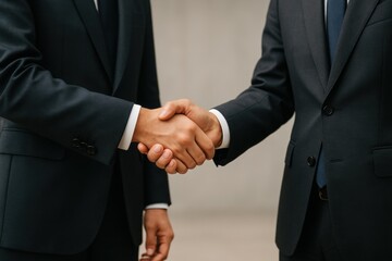 Professional Business Leaders Concluding a Successful Deal with a Firm Handshake, Symbolizing Trust, Partnership, and Future Collaboration in Corporate Environments.