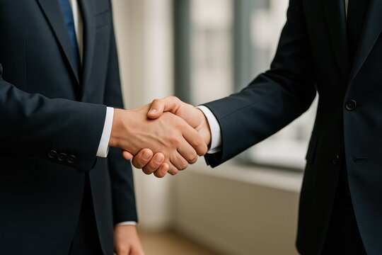 Business Partners Handshake Agreement and Success in Corporate Collaboration