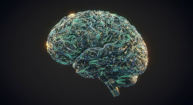Abstract Glass Brain: Neural Network, AI Concept