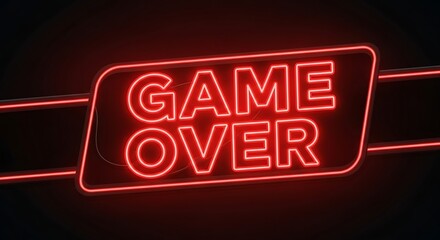 Vibrant red neon 'Game Over' sign against a dark backdrop adds an edgy touch