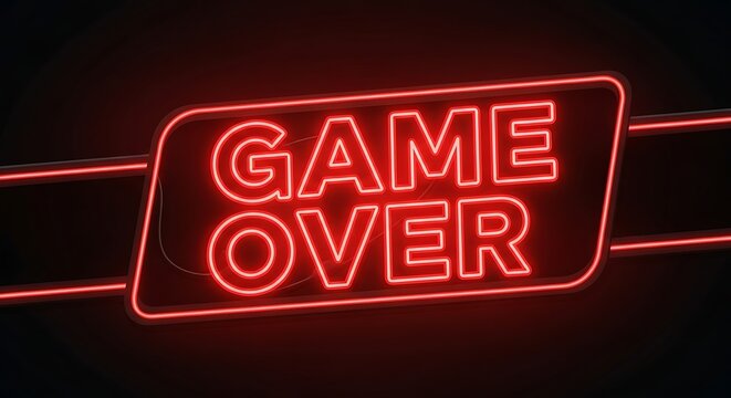 Vibrant red neon 'Game Over' sign against a dark backdrop adds an edgy touch - Powered by Adobe