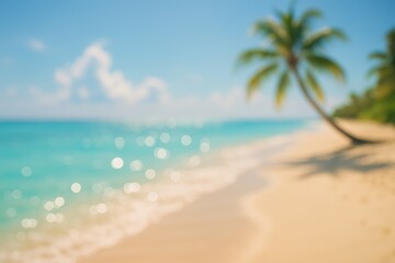 Serene Tropical Beach Escape Turquoise Water, Palm Trees, and Sandy Shore for Relaxation and Vacation Bliss